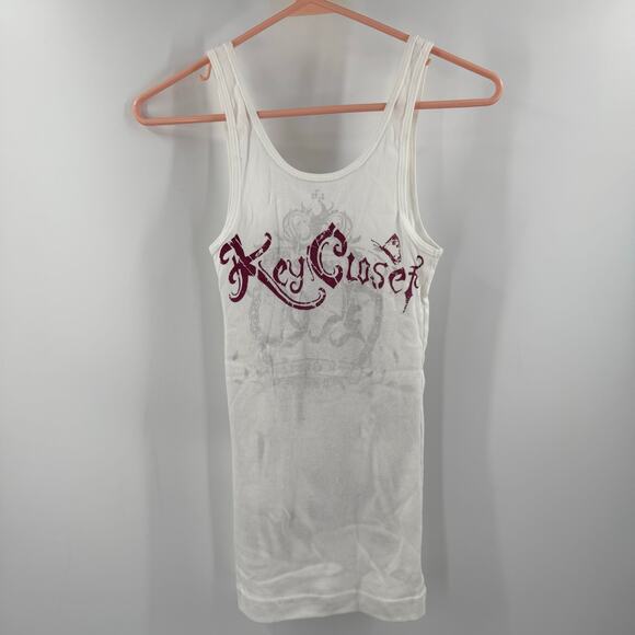 Key Closet Tank Top Size Extra Small NEW Zebra Ribbed Y2K Style 2000s Cotton USA - Picture 2 of 8